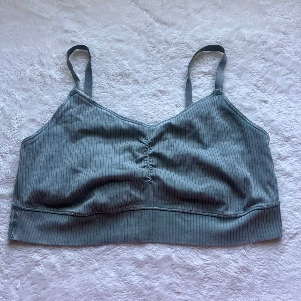OFFLINE by Aerie Recharge Ribbed Bralette XXL Blue Green Adjustable Straps Comfy